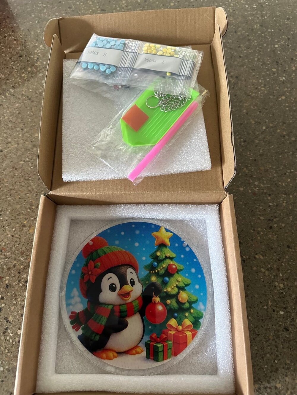 Winter Penguin Diamond Art Glass Kit Sealed Round -Super Cute